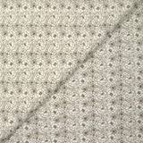 Popeline de coton imprimée esquisse florale marron fond écru