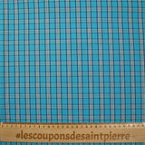 Coton chemise à carreaux fond turquoise