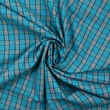Coton chemise à carreaux fond turquoise