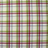 Woven-dyed cotton Rowan magenta and apple green white background