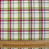 Woven-dyed cotton Rowan magenta and apple green white background