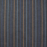 Coton fantaisie rayé bleu et camel fond bleu nuit