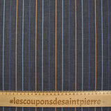 Coton fantaisie rayé bleu et camel fond bleu nuit