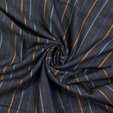 Coton fantaisie rayé bleu et camel fond bleu nuit