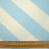 Polycoton imprimé rayure en diagonale bleu ciel et écru