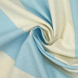 Polycoton imprimé rayure en diagonale bleu ciel et écru