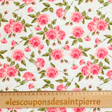 Coton imprimé rosier fond blanc