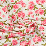 Coton imprimé rosier fond blanc