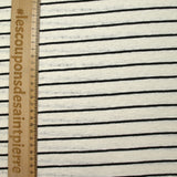 Jersey de coton flammé pointelle rayé noir et blanc cassé