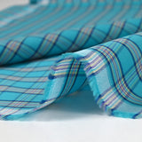 Coton chemise à carreaux fond turquoise