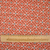 Double-sided quilted cotton flowers and brown arabesque per meter