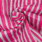 Double-sided quilted cotton elephant and pink stripe per meter