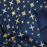 Printed cotton poplin gilded spark marine background