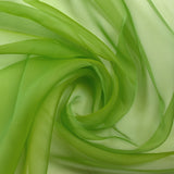 Mousseline 100% soie unie vert pomme changeant anis