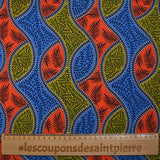 Coton imprimé ethnique Almelo bleu, orange et jaune