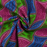 Coton imprimé ethnique Almelo rose, bleu et vert