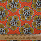 Coton imprimé ethnique Uden jaune fond orange