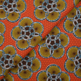 Coton imprimé ethnique Uden jaune fond orange