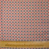 Viscose imprimée fleurs graphiques bordeaux fond beige rosé
