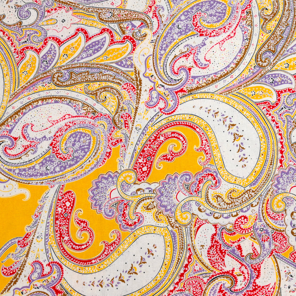 Coupon Tissu Vintage Imprimé Paisley/Cachemire - Multicolore, Coton, Pour Vêtements | Tissu Rétro Motif Cachemire Cousu