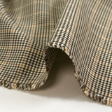 Laine Prince-de-Galles stretch marron et beige fond blanc cassé