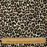 Microfibre imprimée polyester flou sauvage fond écru et marron