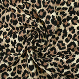 Microfibre imprimée polyester flou sauvage fond écru et marron