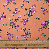 Printed viscose Hibiscus flowers orange background