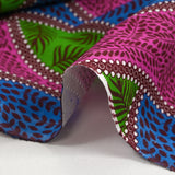 Coton imprimé ethnique Almelo rose, bleu et vert