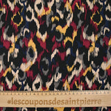 Satin de viscose imprimé Vénus bordeaux fond noir