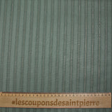 Coton lin rayé Lurex doré fond vert jade foncé
