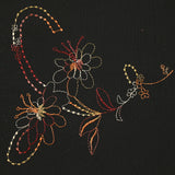 Crinkle muslin embroidered flowers black background