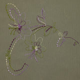 Crinkle muslin embroidered flowers sage background