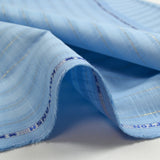 Coton lin rayé Lurex doré fond bleu ciel