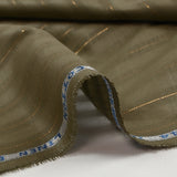 Coton lin rayé Lurex doré fond kaki