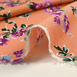 Printed viscose Hibiscus flowers orange background