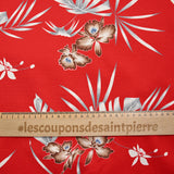 Maille de viscose Hawaii fond rouge fraise