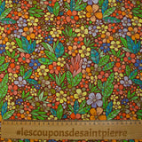 Coton imprimé rosée champêtre fond brique