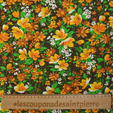 Cotton wind floral print orange brown background