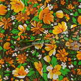 Cotton wind floral print orange brown background