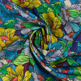 Algodón estampado constelaciones florales azules