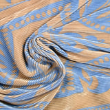 Plissé polyester imprimé Versailles café et bleu