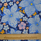 Cotton printed abyss floral navy background