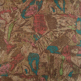 Maille polyester lamée éclat d'antan turquoise et rose fond beige