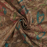 Maille polyester lamée éclat d'antan turquoise et rose fond beige