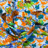 Popeline de coton imprimée fleurs Victoria fond ciel