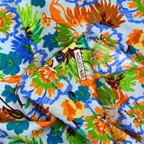 Popeline de coton imprimée fleurs Victoria fond ciel