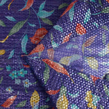 Jacquard polyester lamé champêtre fond indigo