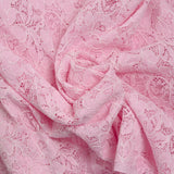 Dentelle fleurs des champs fond rose