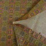 Jacquard polyester lamé frise de vinyls fond beige